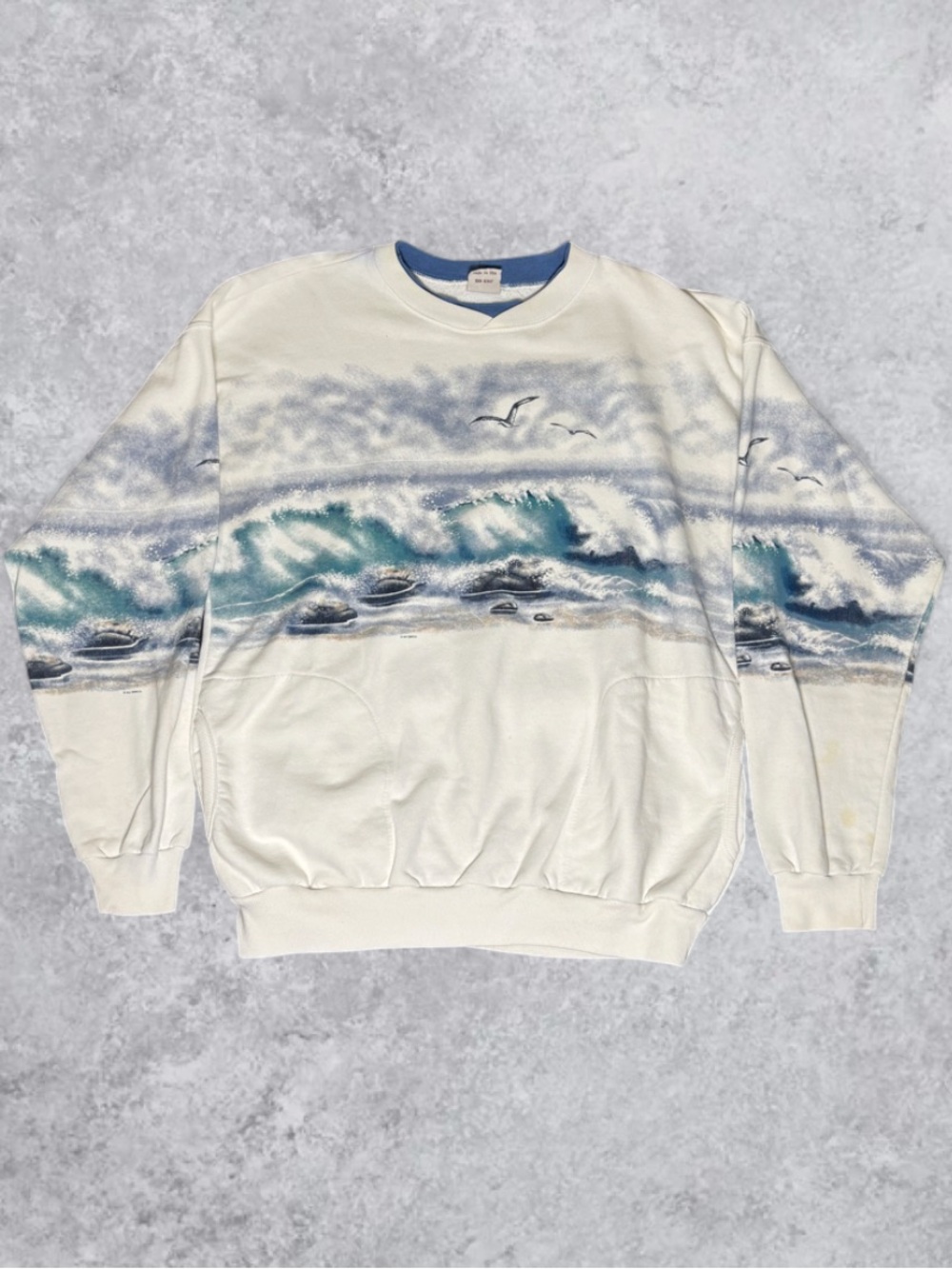 Vintage 90’s Art Unlimited Sportswear Ocean Waves Seagulls Sweatshirt Mens Large